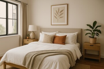 Cozy minimalist bedroom decor.