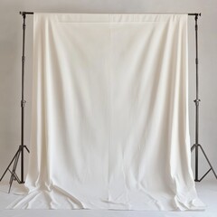 Elegant white backdrop with soft folds on metal stands