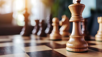 Chess King Strategy Game in Progress with Home Office.