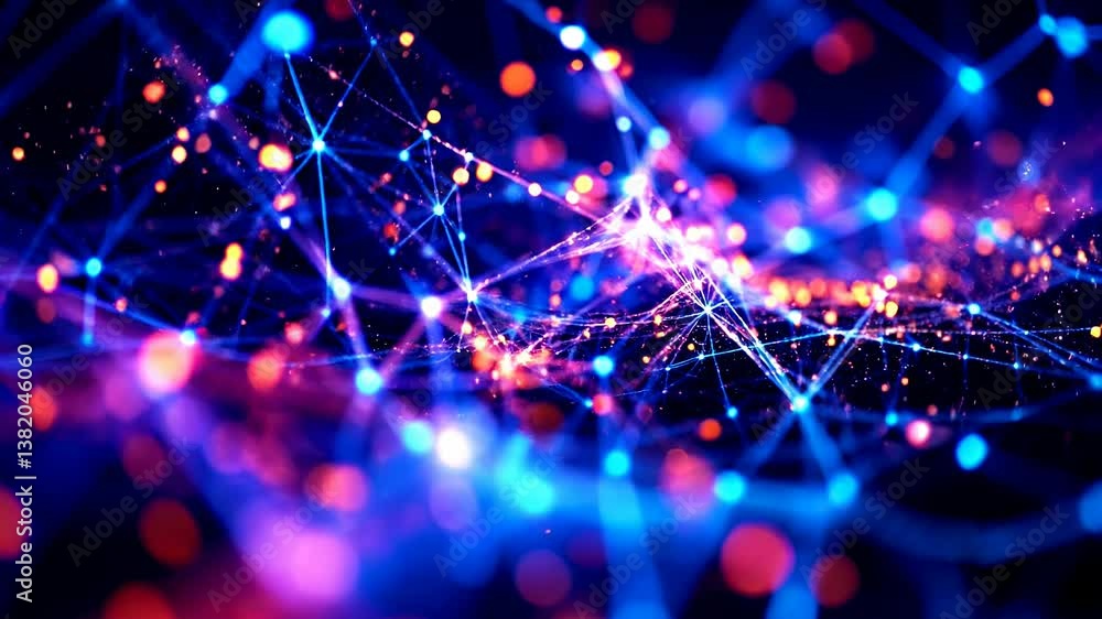 Poster dynamic abstract lights: vivid neon trails and luminescent pathways in motion