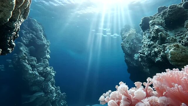 Enchanting Arctic marine landscape with soft corals and ice formations