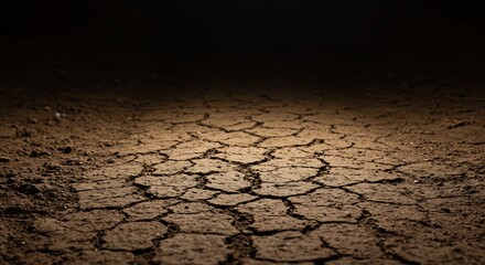 Obraz premium Dry cracked earth dramatic low light. AI Generated