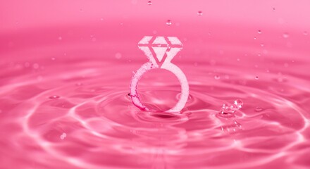 Pink Diamond Ring Water Droplets Abstract. AI Generated