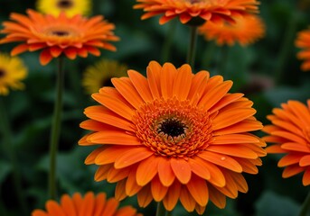 Vibrant orange gerbera daisy close-up soft light. AI Generated