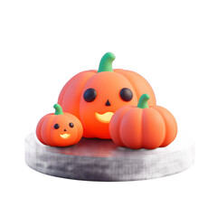 Obraz premium Cute Cartoon Pumpkins Halloween Decoration