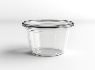 Empty Clear Plastic Food Container for Packaging and Storage on White