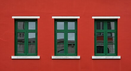 Fototapeta premium Crimson Canvas, Emerald Glimpses AI Generated