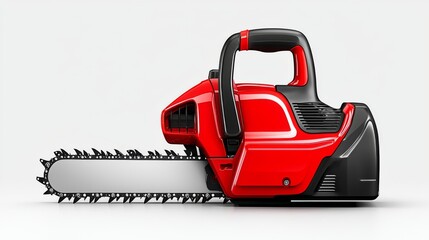 Fototapeta premium Red electric chainsaw with a sleek design and sharp blade