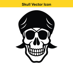 Skull and crossbones with white background.