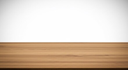 Naklejka premium Empty light wood table top against white background. AI Generated
