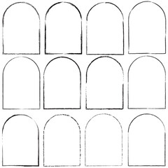 Distressed Rough Edge Arch Frames and Borders Bundle for Greeting Cards, Posters, Web Design, Brochure Illustration, Wedding Invitations, Scrapbooking. Black Vector Frames Collection Set