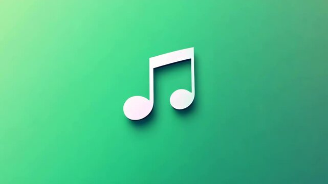 A minimalistic music note icon on a smooth green background.
