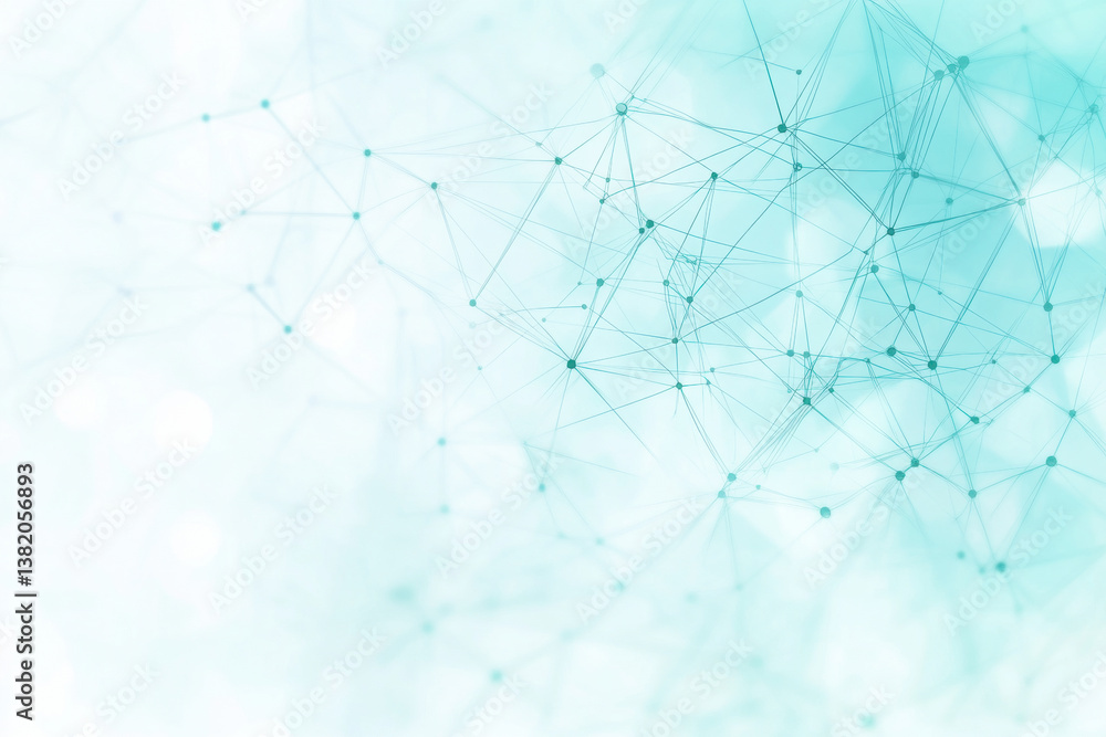Aufkleber abstract blue geometric network with connected dots and lines in a light background