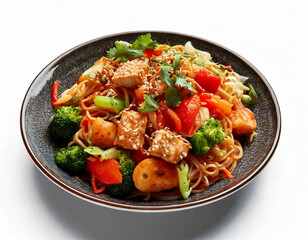 Asian hight protein and low calorie dish on a white background