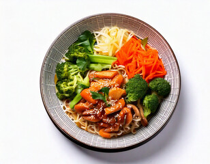 Asian hight protein and low calorie dish on a white background