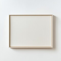 Minimalist framed canvas on white wall with natural light and shadow play