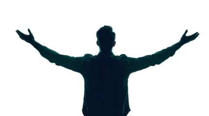 Embracing the light a silhouette's journey of freedom studio photography minimalist rear view self-discovery