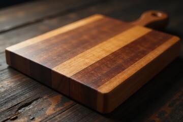 Dark stained end grain, large wooded chopping block, woodworking, stable