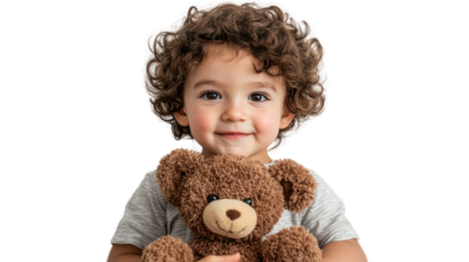 Child's joyful moment with teddy bear home setting portrait cozy environment close-up innocence