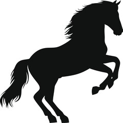 Dynamic Black Horse Silhouette Galloping – Minimalistic Vector Art with Clean, Sharp Edges