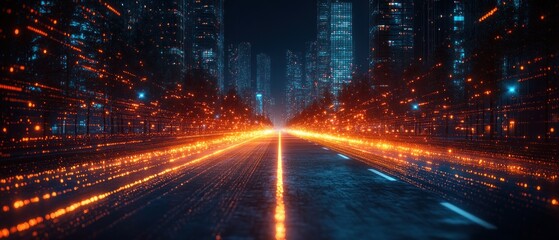 Futuristic Cityscape: A Neon-Lit Highway into the Digital Age