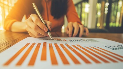 Analyzing financial trends with graphs business office document professional environment close-up view data insights