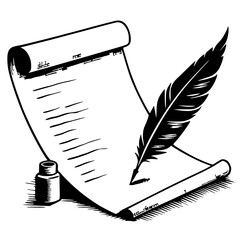 Silhouette of a sheet of paper and a pen