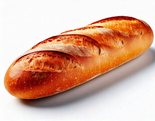 Baguette bread close-up on a white background