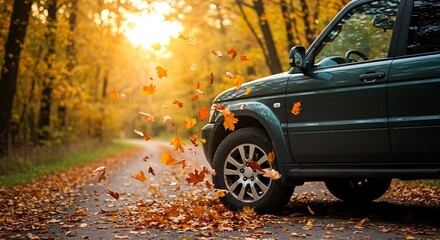 Obraz premium Autumn Drive AI Generated