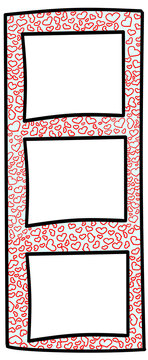 Red heart doodle pattern photobooth style frame