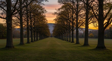 Fototapeta premium Golden Hour Avenue AI Generated
