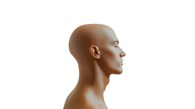 Artistic side profile of a mannequin head in studio setting - digital art visual design