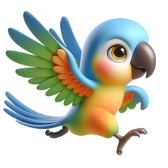 Cute 3d parrot isolated on white background