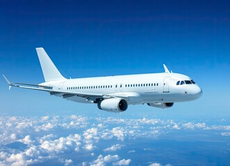 Obraz premium Flying Airplane Above Clouds on a Sunny Day Air Travel Concept