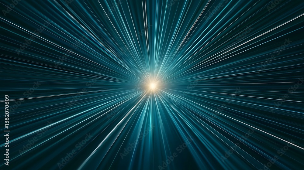 Poster the image contains an abstract representation of light radiating outwards from a central point, crea