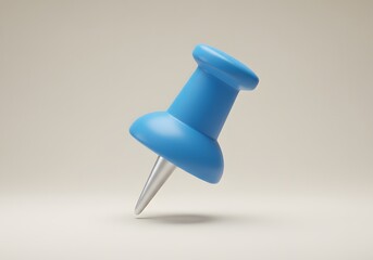 3D Pink Thumbtack with Blue Pin Icon