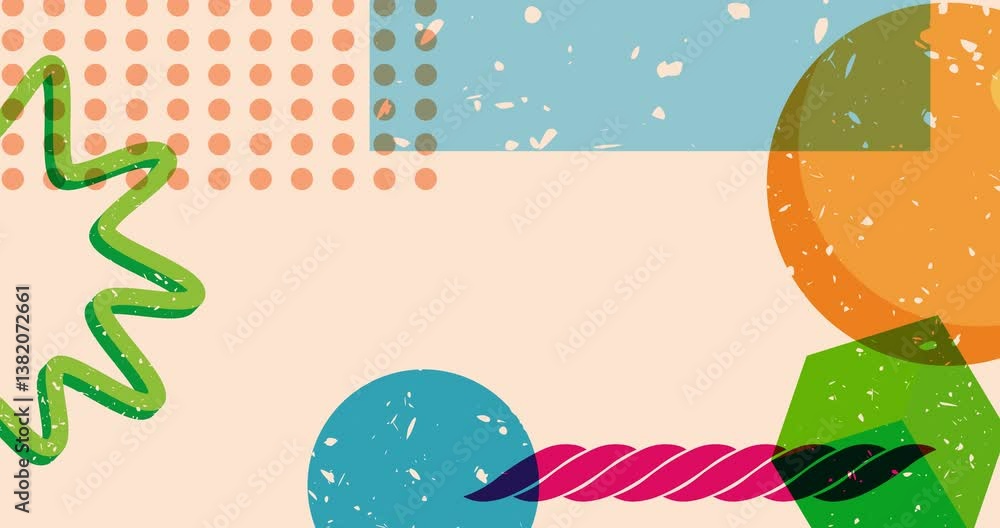 Aufkleber colorful geometric shapes animation. object in trendy riso graph design. geometry elements abstract 
