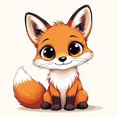 Obraz premium Adorable Cartoon Fox Vector Illustration