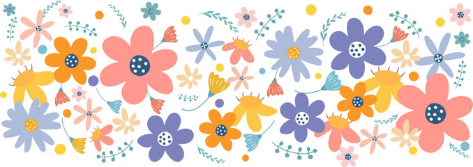 Colorful Spring Blossom Design with Transparent Background