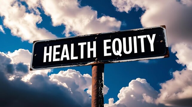 Health equity street sign against cloudy blue sky - Powered by Adobe