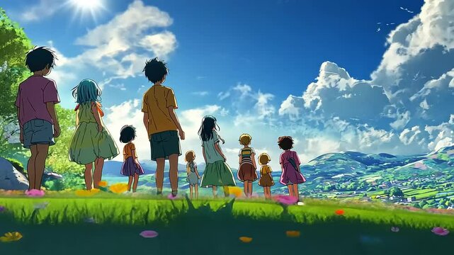 Children Gaze Upon a Breathtaking Vista
