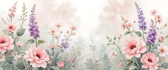 Pretty Pink and Purple Floral Wallpaper Garden Design