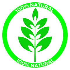 100% Natural Product Label Sign Symbol Vector Illustration
