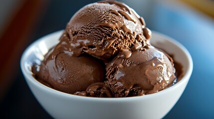 Decadent Chocolate Ice Cream Scoops in Bowl.