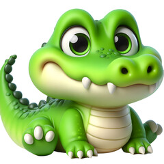 Cute 3d crocodile isolated on white background