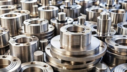 Metal components stacked on top of each other in a precise arrangement