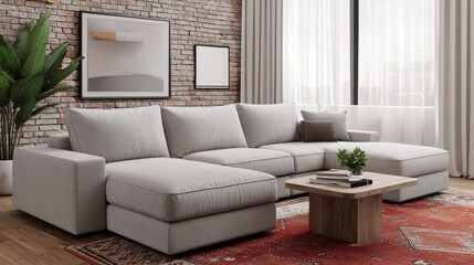 Modern Living Room with Cozy Couch and Bright Natural Light