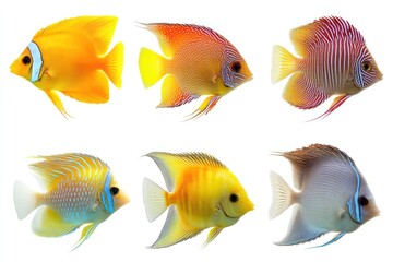 Colorful angelfish, tropical reef, aquatic life, vibrant colors, underwater world, aquarium, diverse species, nature, isolated, stock photo