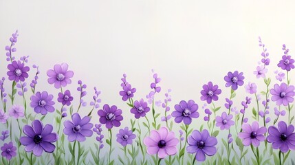 Obraz premium Elegant purple flowers wallpaper design for a stunning home decor transformation