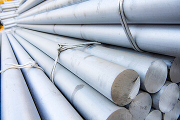 Aluminum bars and raw materials stacked in aluminum product factories